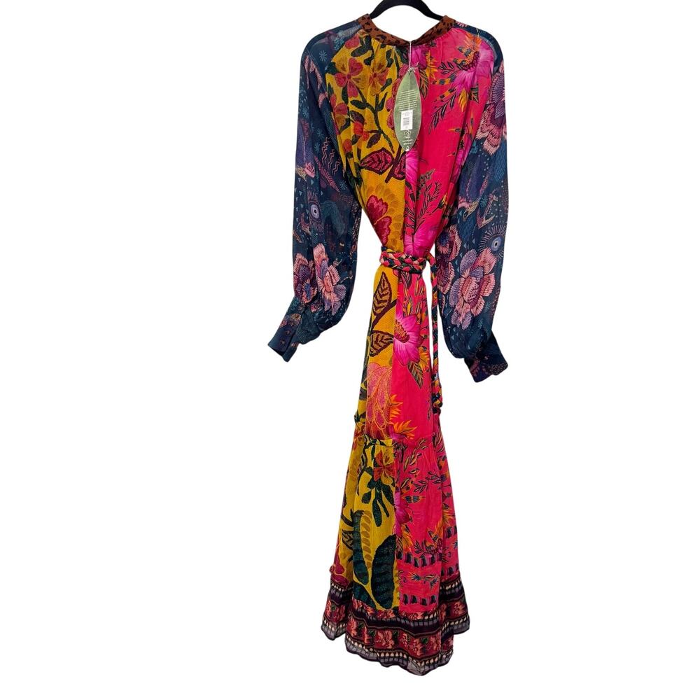 Farm Rio Mixed Prints Button Down Maxi Dress Long Sleeve Multicolor Size L NWT - Picture 4 of 13